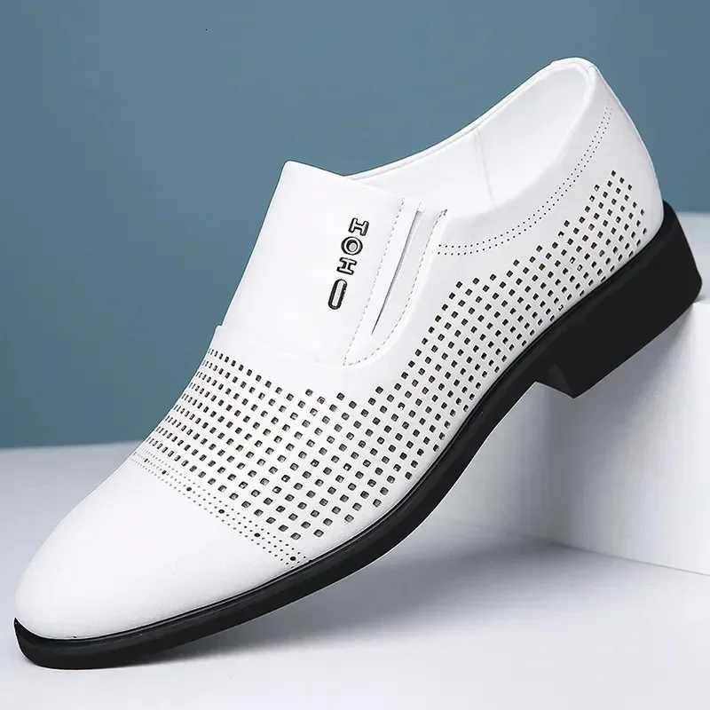 Men Business Formal Leather Shoes White Inner Height Increasing Men Shoes Leather Shoes Slip-on Shoes Y250715