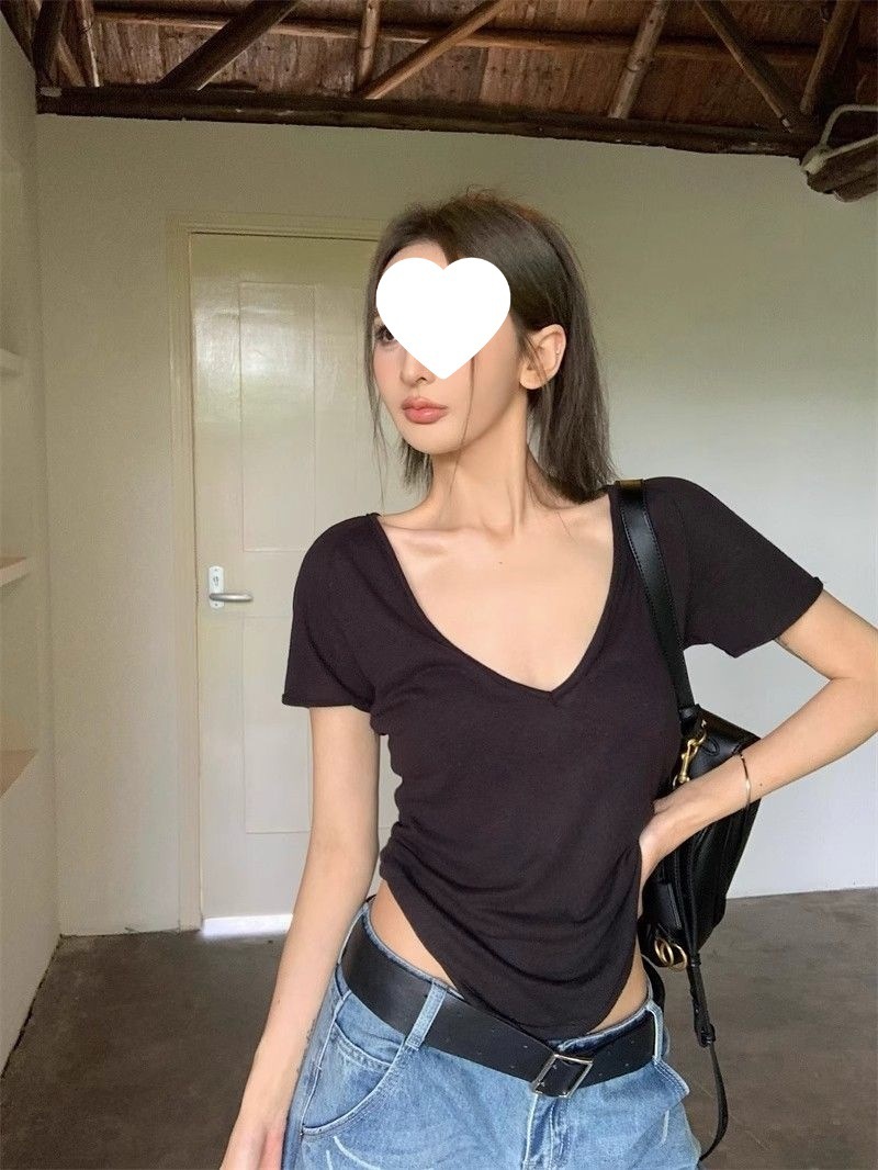 Summer New Women S T Shirt Original Tencel Fabric Thin Slightly Transparent V Neck Short Sleeve T Shirt For Women Slim Fit Casual Base Shirt New Desig