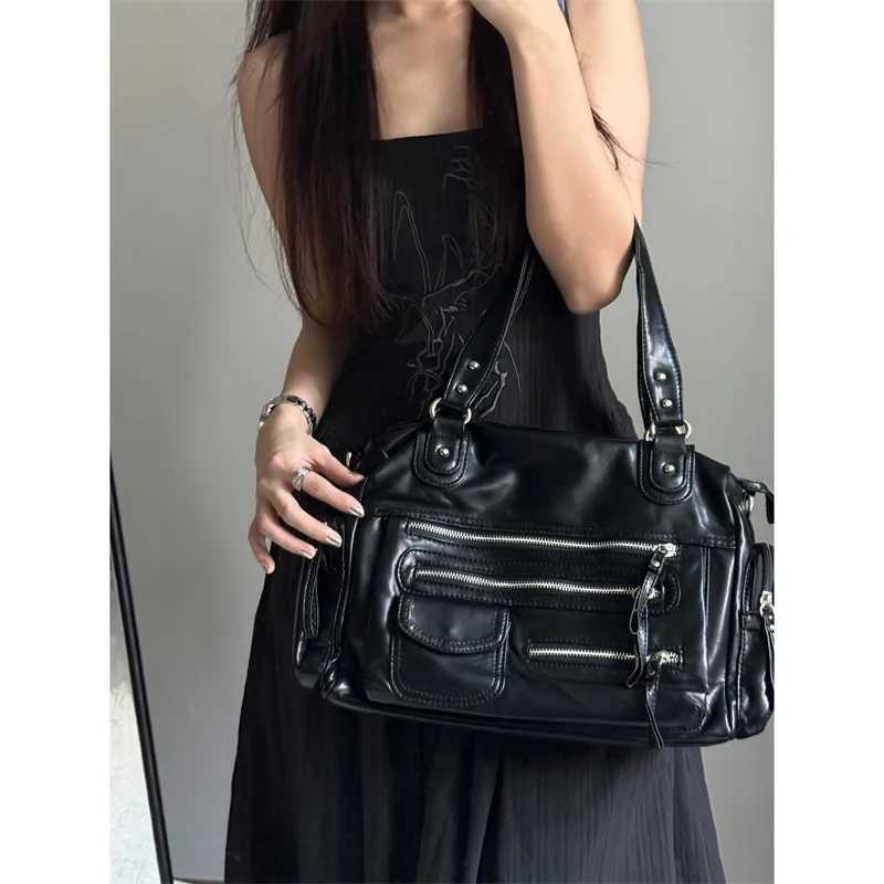 2024 Autumn New Sle Large Capaci Motorcycle Bag Casual Soft Single oulder Crossbody Bag for Spicy Girls Commuting Tote Bag