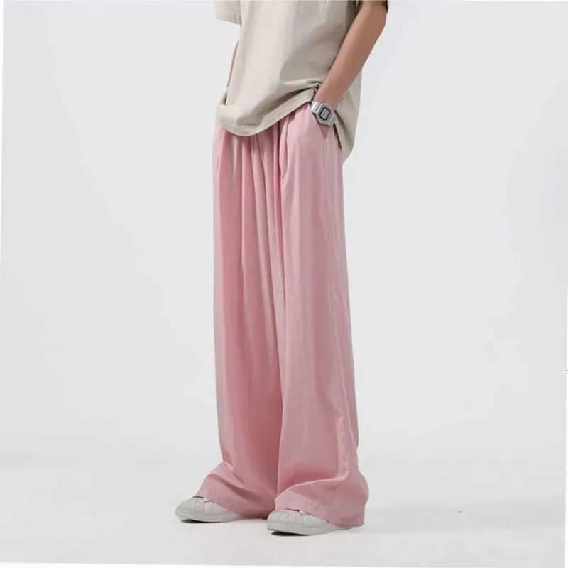 Thine Cooling Ice Silk Casual Pants Man Summer Cool Loose Wide Baggy Straight Trousers For Men XXXL Regular Fit Luxury Vintage y250716