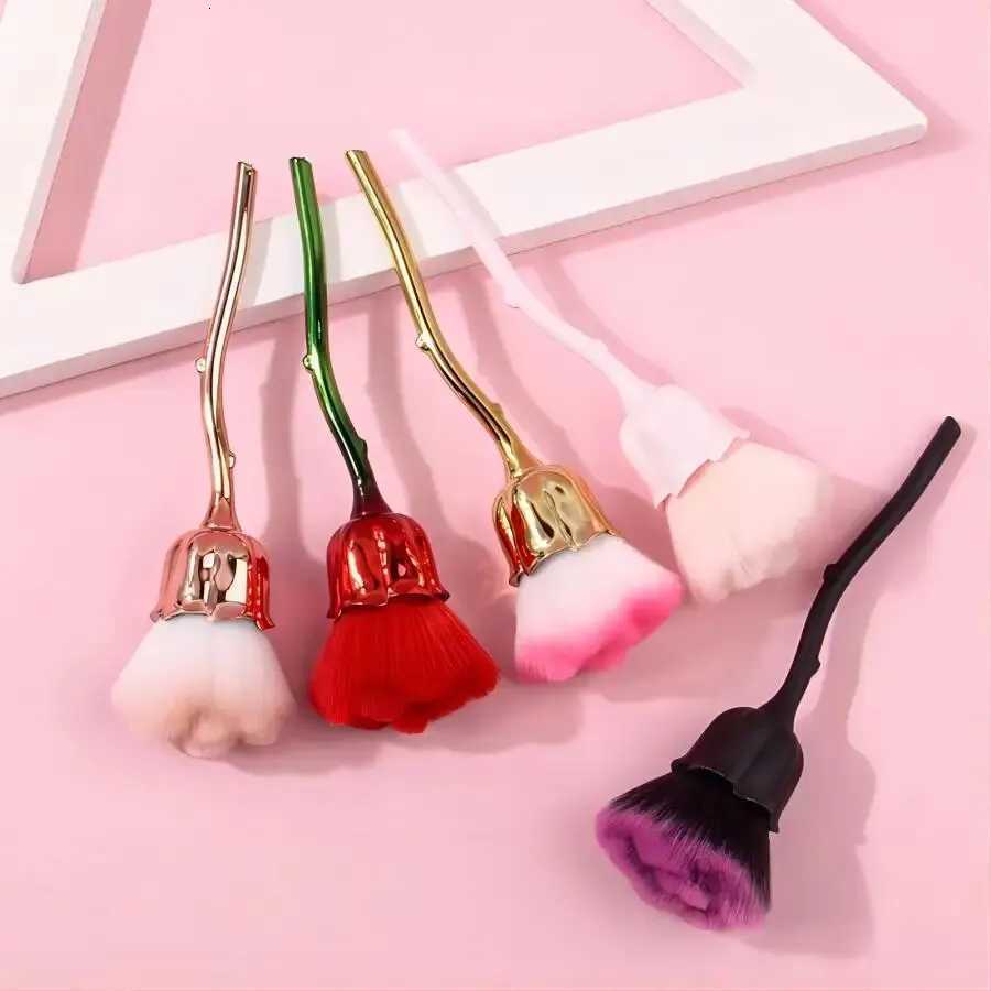 1pc Black Rose Shaped Loose Powder Makeup Brush Women Face Beauty Tools Nail Art Dusting Brush Foundation Grooming Makeup Tools XJ2500716