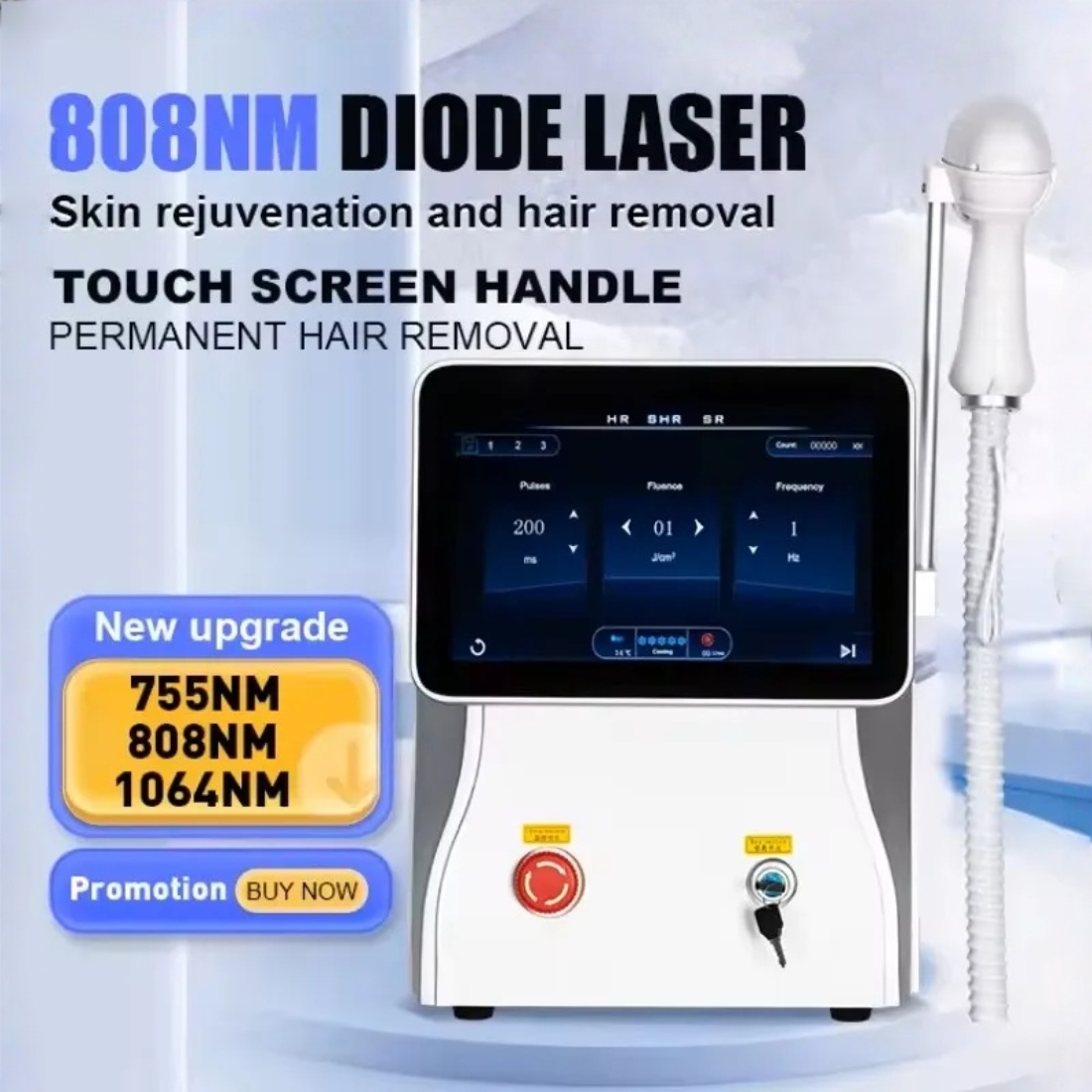 Professional New Laser Permanent Hair Remover 3 wavelength 755nm 808nm 1064nm Permanent, safe and painless hair removal for home and beauty salon use