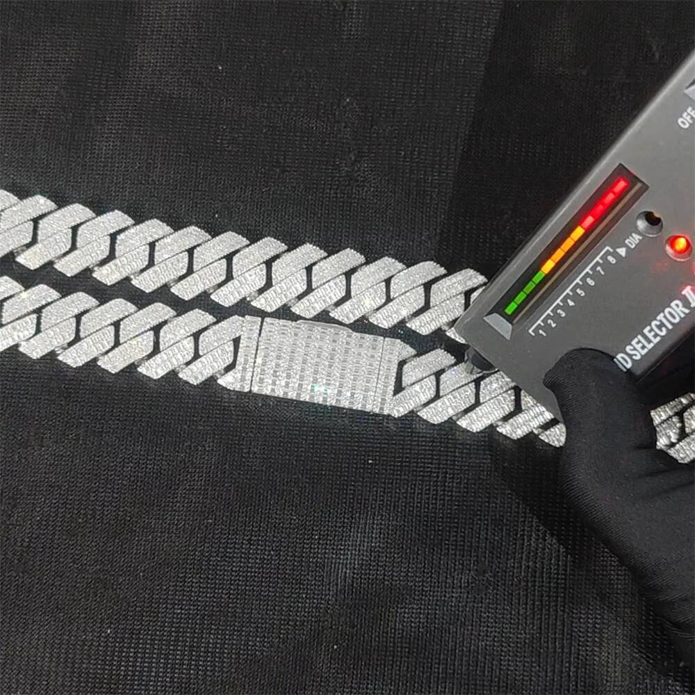 S925 Sterling Silver 2 Rows 20MM Rectangle Moissanite Cuban Link Chain Thick Iced Out VVS GRA Certified Hip Hop Jewelry