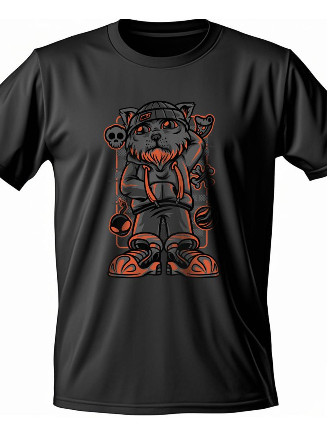 VogueEpoch Graphics White black Men Short sleeve Adult S-3XL 180g Cotton T Shirts tiger Round collar Wed 71