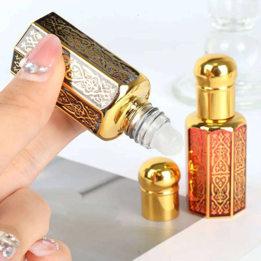 Perfume 3/6/12ML Portable Mini Gold Refillable Essential Oils Bottles Bronzing Liquid Containers Roll on Bottle X250716
