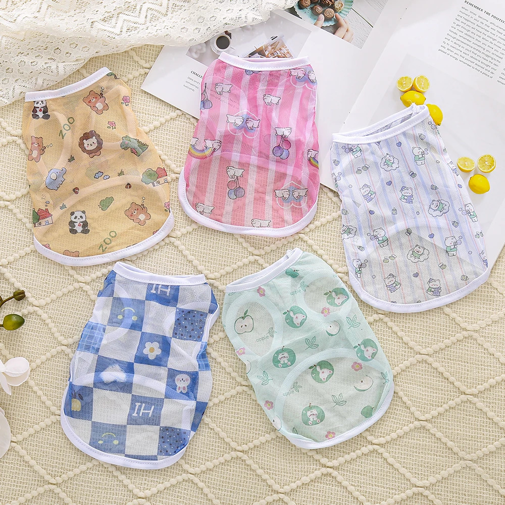 Pet clothing is fresh cute fashionable summer thin cat and dog breathable mesh suspender stylish vest 250711
