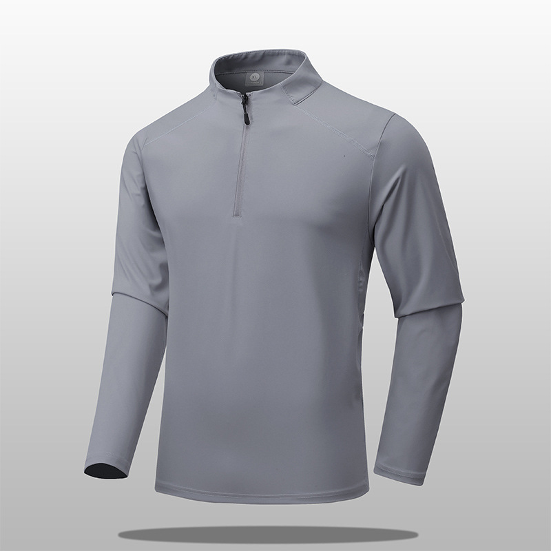 2025 Spring and Autumn Zipper Stand Collar Long Sleeve Sweatshirt Outdoor Running Quick-Dry Men's Sports T-Shirt Half Zip
