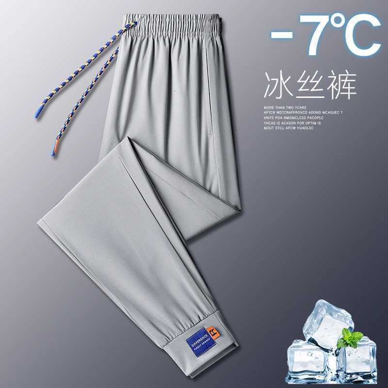 2025 Mens Sweatpants Ice Silk Summer Stretch Jogger Pants Straight Cool Sports Training Trousers Large Size y250716