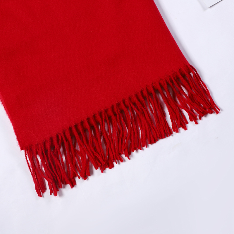 K1374 New autumn and winter solid color scarf for women thick warm tassel shawl long imitation cashmere fashion high value neck scarf