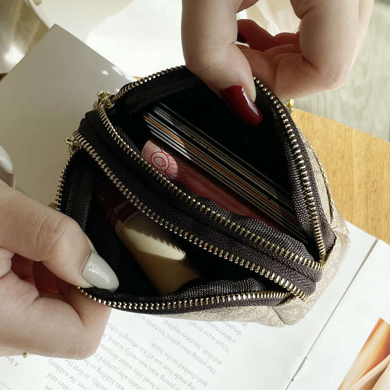Exquisite Internet Celebrity Printed Coin Purse for Women, Zipper Multi-Functional Handheld Small Wallet, Large Capacity High-End Clutch