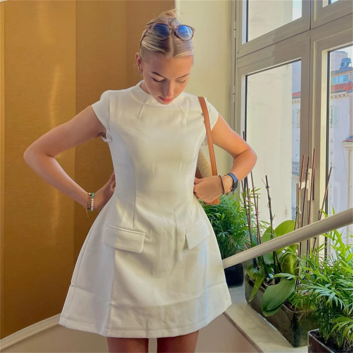 2025 Womens Sexy Slim Fit Hollow Mini Dress Spring Y2K SLeeveless A- LINE Black Dress High Street Commute EleGant Dresses 250715