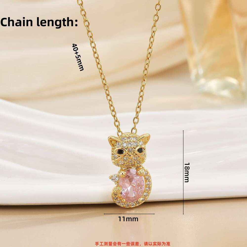 For Women Style Micro Inlaid Cat Personality Korean And Japanese Niche Design New Fashion Jewelry Necklace 5A5