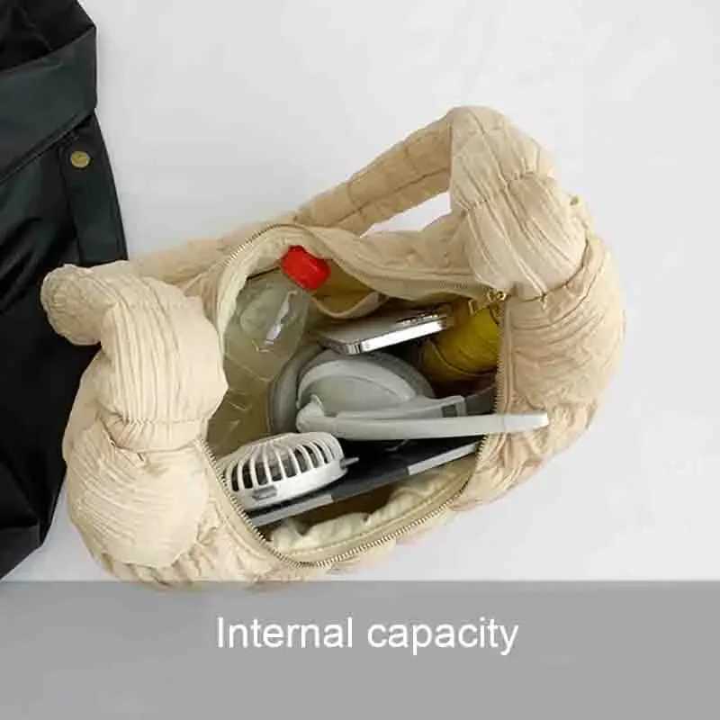 Pleated Cloud Dumpling Bags Quilted Cotton Crossbody BagsLadies High Quality Shoulder Bag Large Capacity Puffer Women Sling Bags