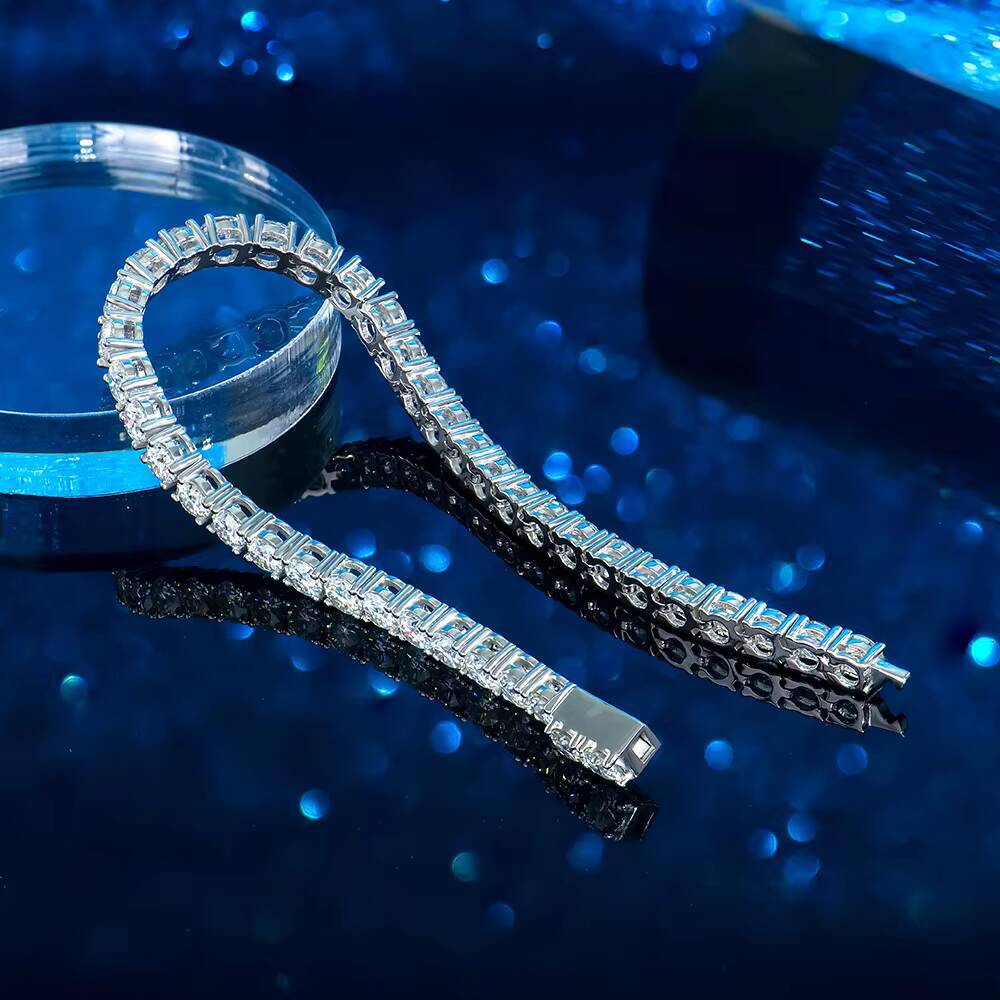 Hot Sale 4mm Hip Hop 925 Sterling Silver VVS Lab Grown Diamond Moissanite Tennis Chain Bracelet
