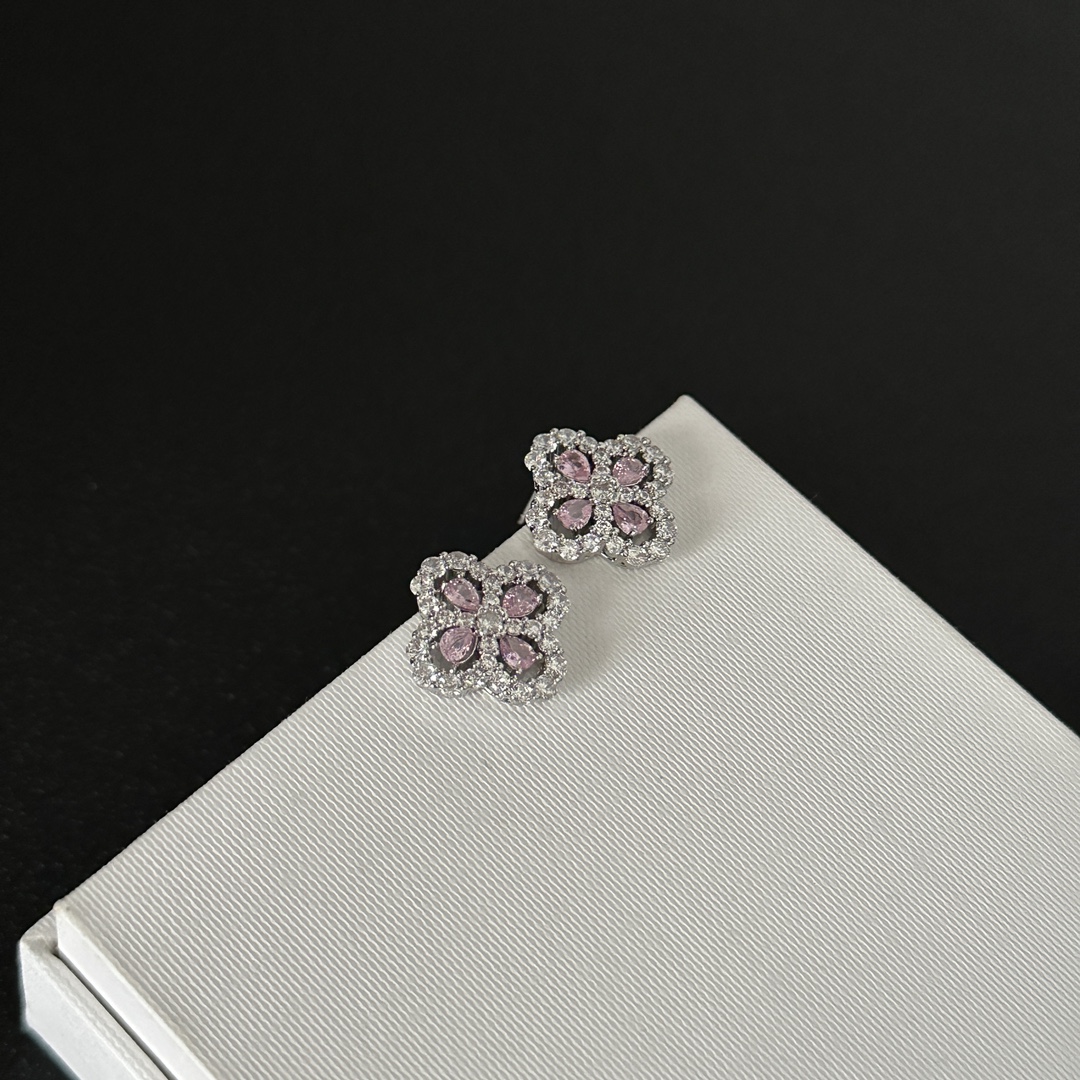 Luxe Silver - Toned Clover Earrings With Teardrop Gem Pave Rhinestones Elegant Sparkle For Formal & Casual Looks High - Quality Jewelry