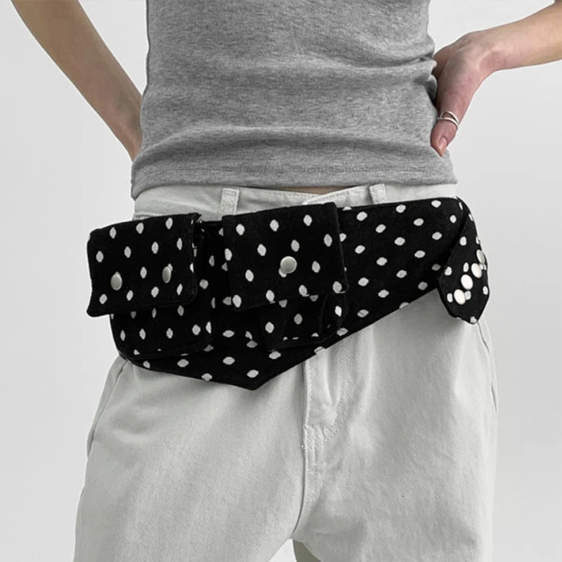 European American Trendy Waist Bag Fashion Polka Dot Elements Pocket Bag Lightweight Pocket Niche Versatile Women Bag 250714