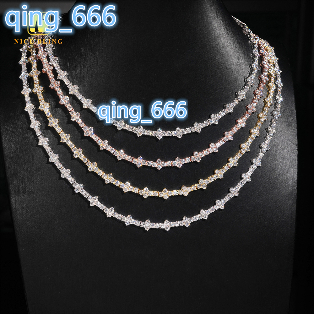 Wholesale Price 925 Sterling Silver 3mm Hip Hop Jewelry Bracelet Necklace Iced Out VVS Moissanite Diamond Cross Tennis Chain