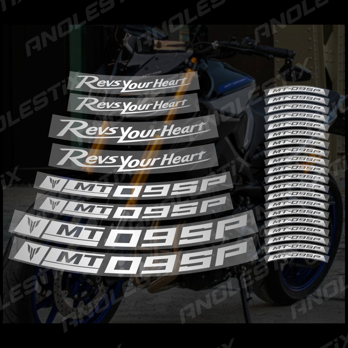 AnoleStix Reflective Motorcycle Wheel Sticker Hub Decal Rim Stripe Tape For YAMAHA MT-09 SP MT09 SP