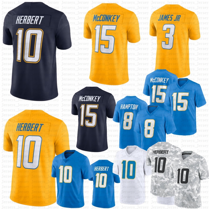 2025 New Justin Herbert Football Jersey Khalil Mack Derwin James Ladd McConkey Joe Alt Tomlinson Fulton Junior Seau Dicker Najee Harris Omarion Hampton