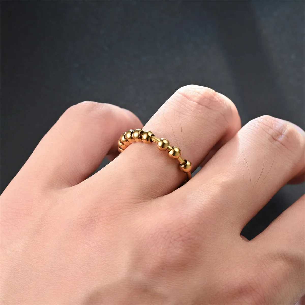 Tainless Steel Beads Anxiety Rings For Women Stress Relief Fidget Rings Men Simple Style Fashion Jewelry Accessories S250716
