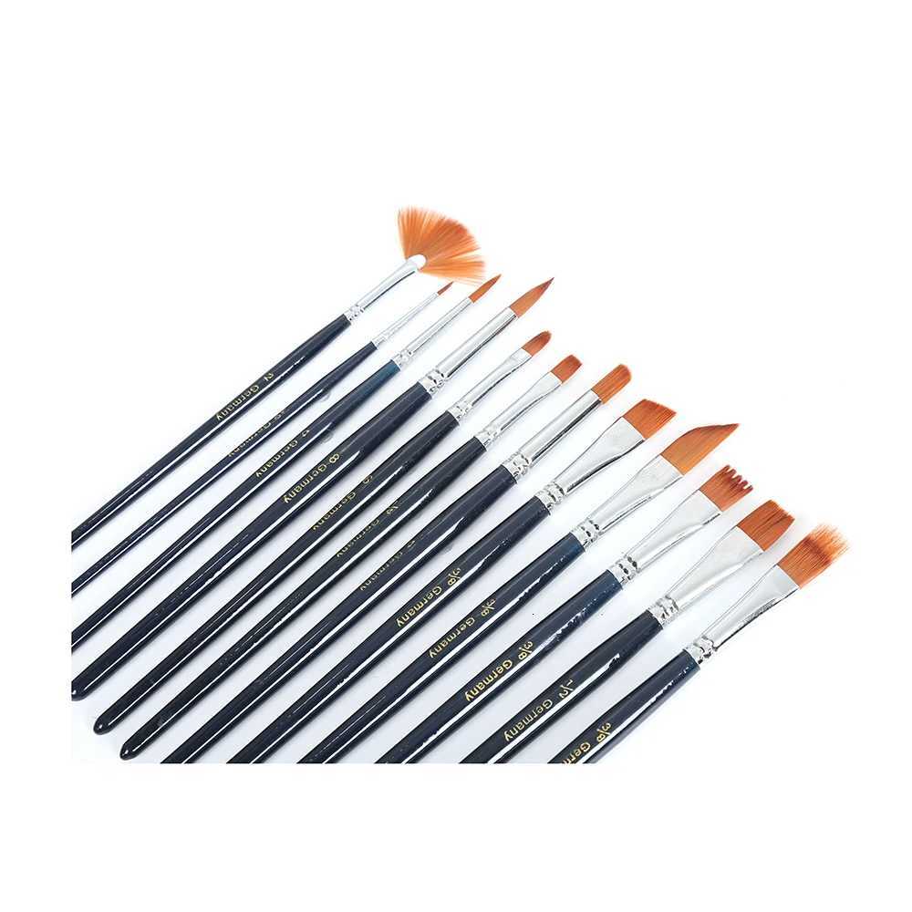 12pcs Multi-shape Brush Tip Acrylic Watercolor Gouache Paint Brushes XJ2500716