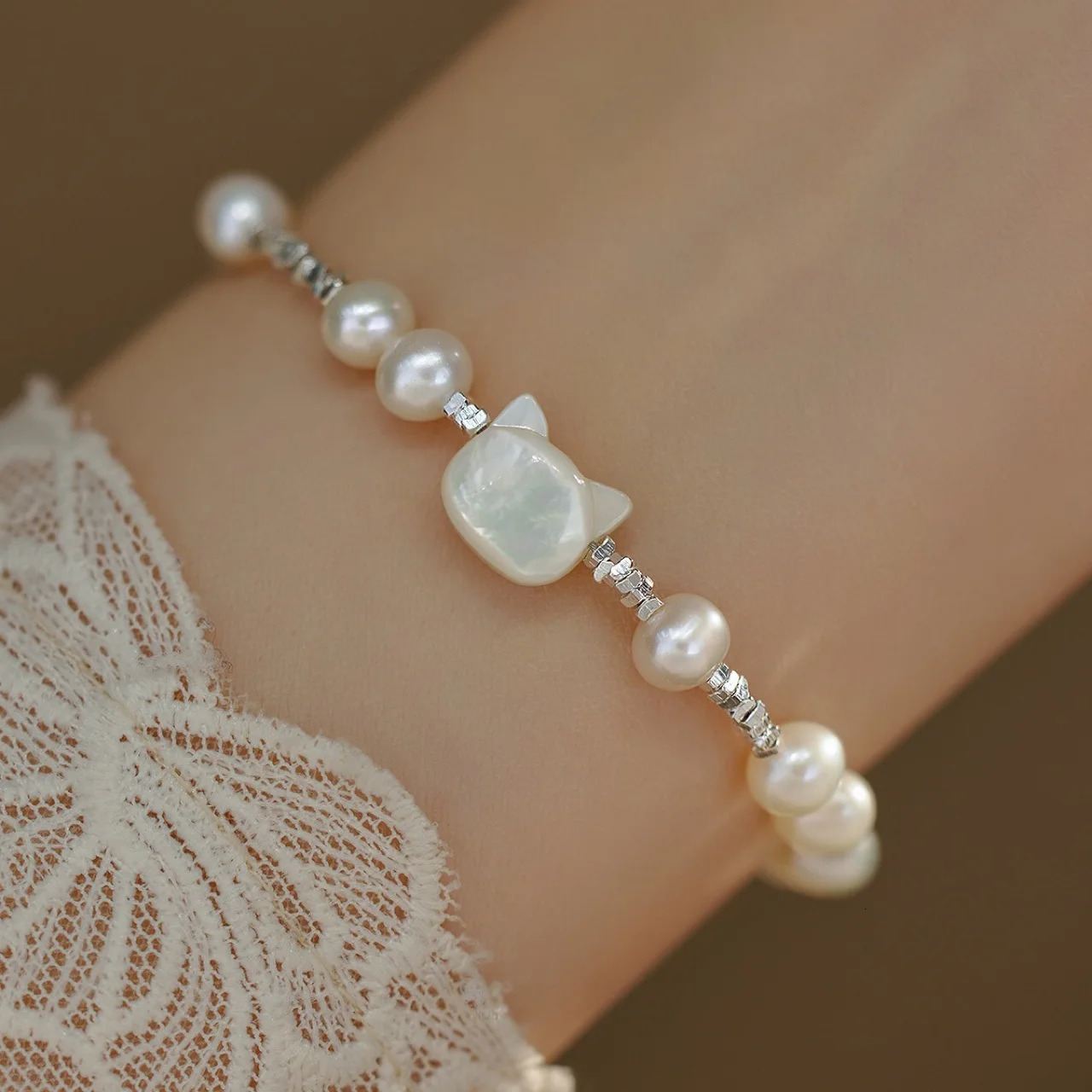 100% Natural Freshwater Pearl 14K Gold Filled Sweet Cat Animal Female Charm Bracelet For Women Year Gifts 250712
