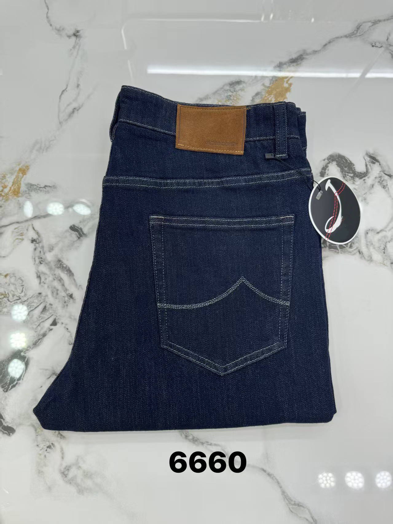 Mens Designer Tailored Jeans - Business Casual Luxury Retro Vintage Classic Long Trousers