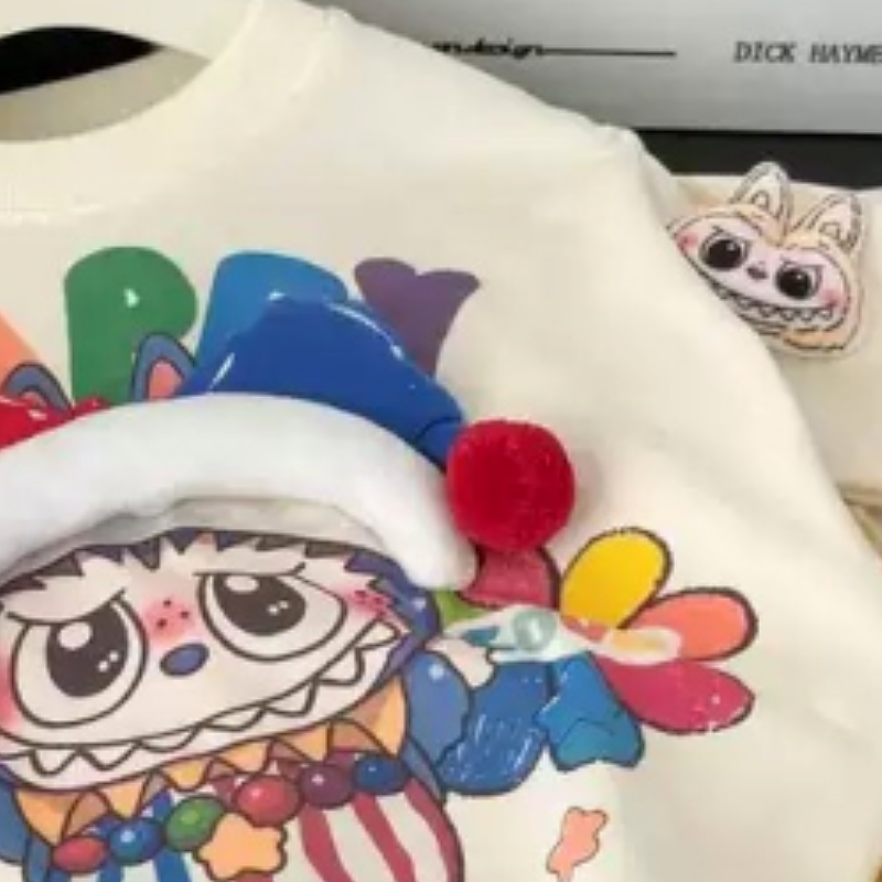 LABUBU boys and girls short-sleeved printed T-shirt for children's summer T-shirt baby cartoon top design comfortable and soft children's cl