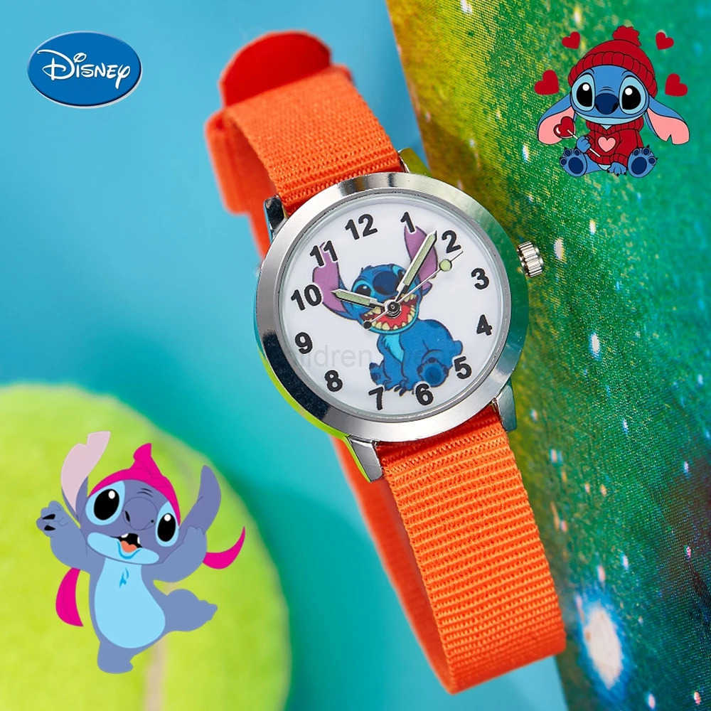 Disney Cartoon Stitch Childrens Watches Girls Canvas Strap Women Quartz Watch Kids Student Ladies Waterproof Clock Gifts W20250716