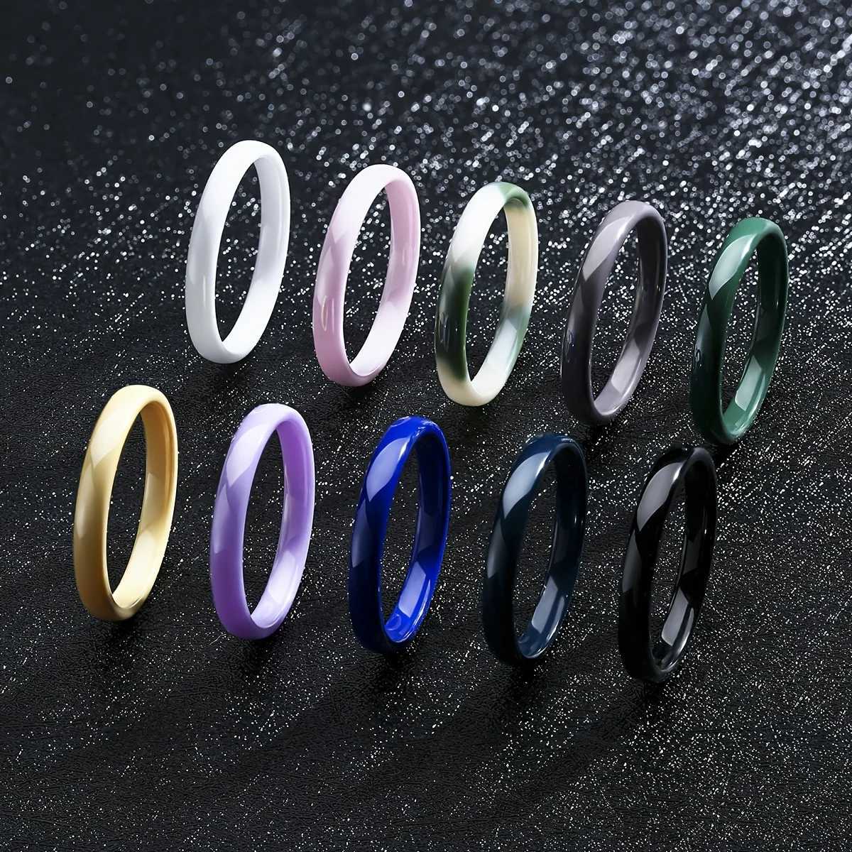 1 Piece 3mm-Wide Bio Ceramic Ring for Women and Mens- Stylish and Hypoallergenic Unisex Couple Rings S250716