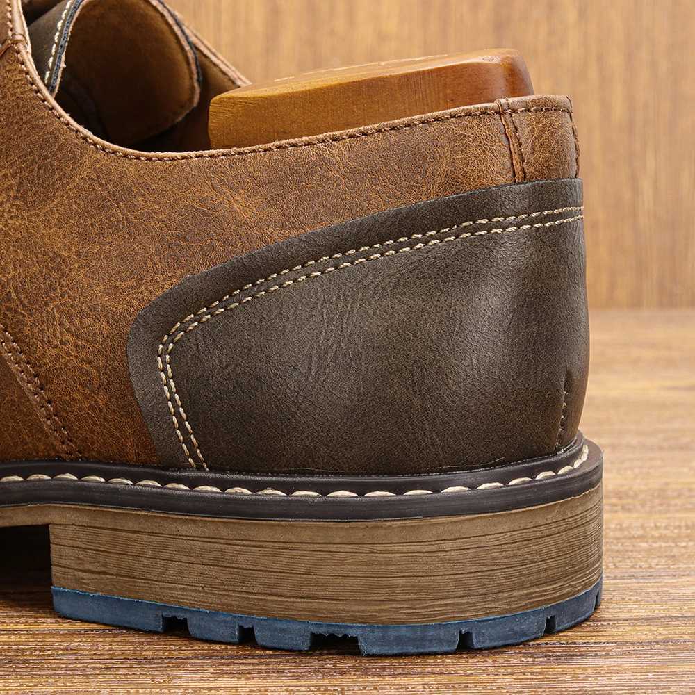 2025 Retro Mens Casual Derby Shoes Fashion Leather Footwear New Style Mens Slip-On Comfortable Men Shoes W250716