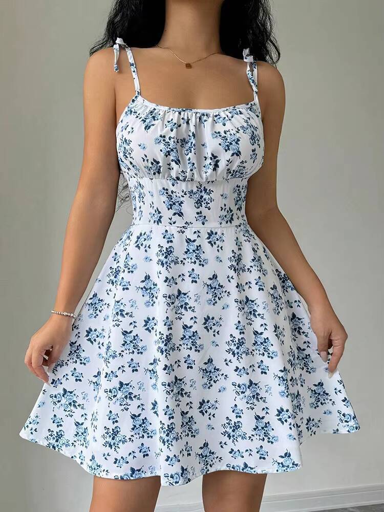 Womens Summer Floral Spaghetti Strap Beach Short Dress,Women Mini Dress,Woman Clothing,Red Dresses,Sundress,New In Dress 2025 dongdumaoyi