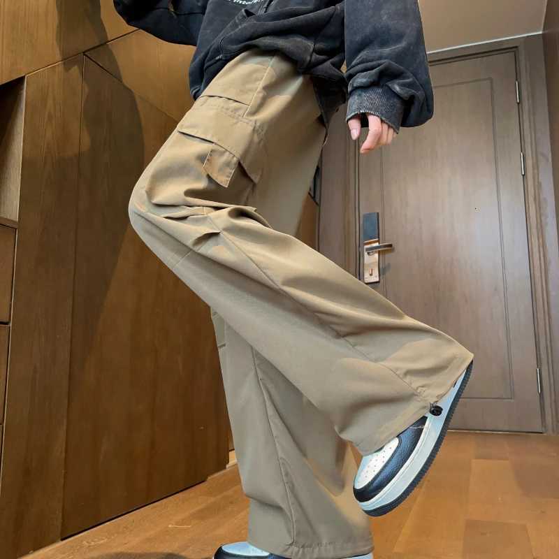 2025 Streetwear Spring Summer Casual Men Trousers Solid Color Harajuku Lightweight Cargo Pants Fashion Straight Mens Pants y250716