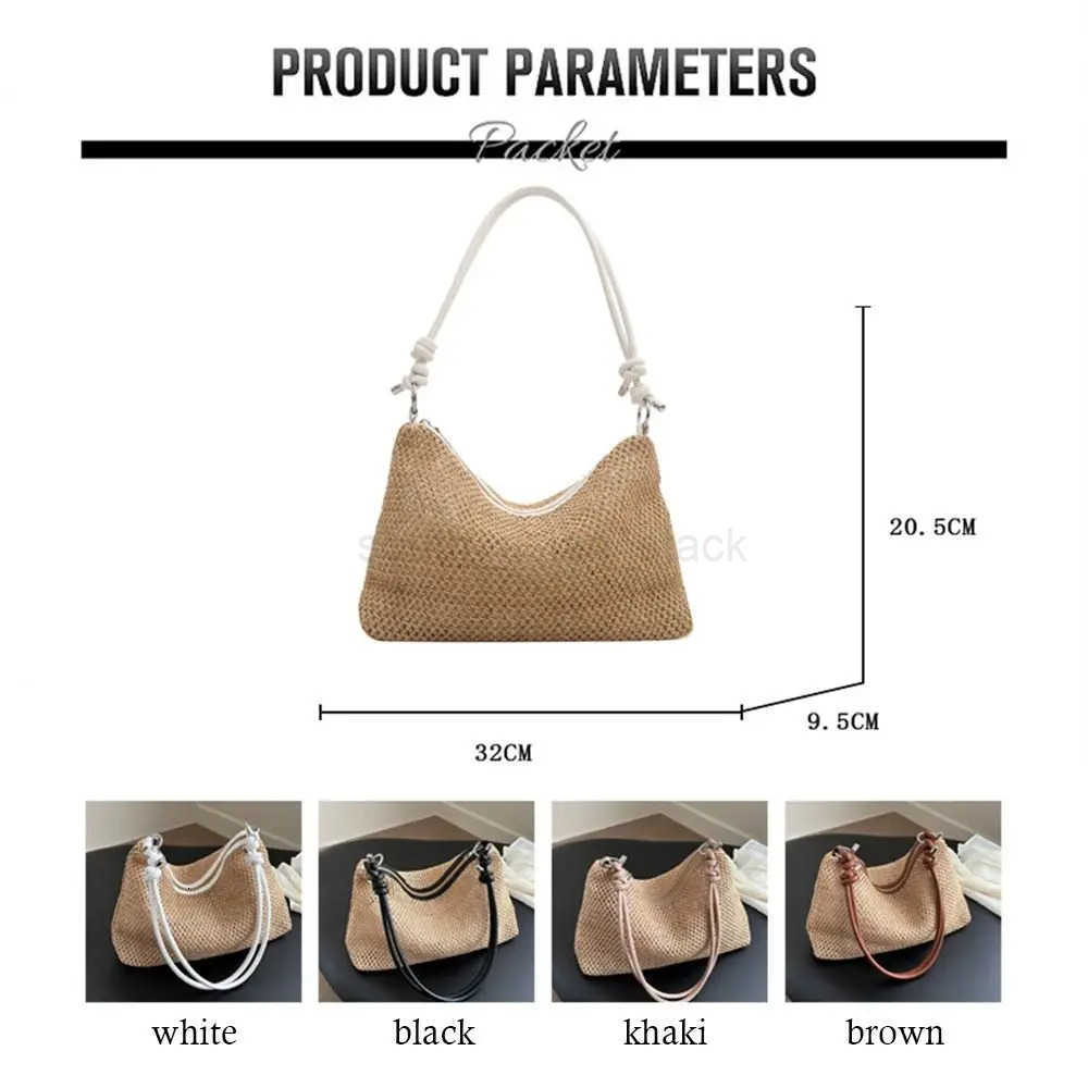 Handmade Braid Straw Bag Large Capacity Summer Beach Shoulder Bag Women Girls Fashion Handbag Rattan Woven Tote Bag for Ladies Z250716