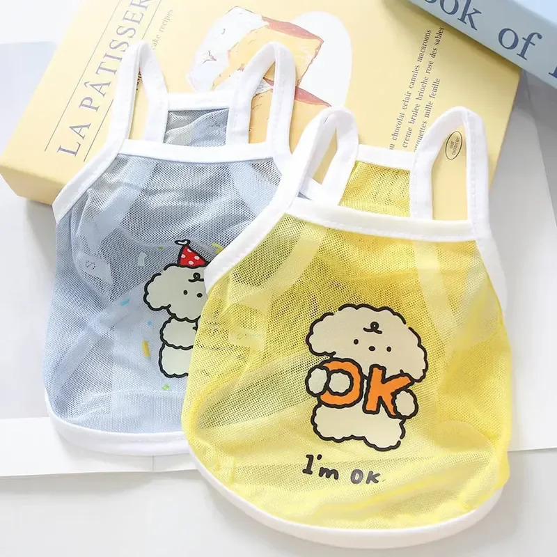 SpringSummer Thin Cute Dog Mesh Tank Top Small Teddy Bear Bobei Cat Clothes Short Vest for Pets Home Garden 250711