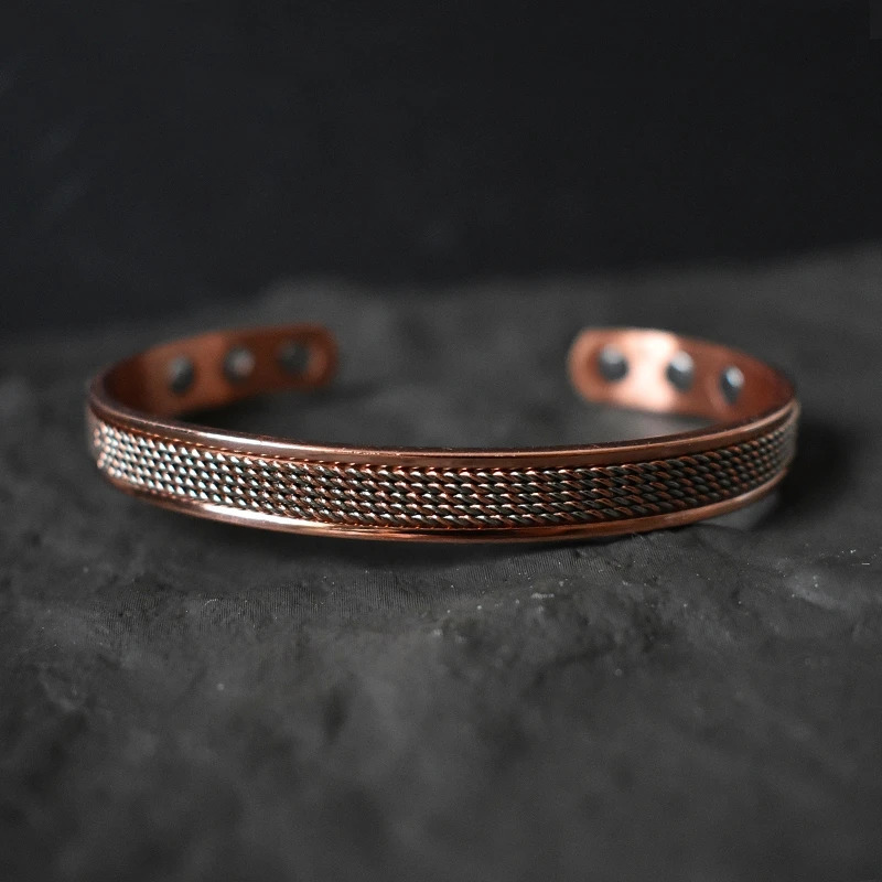 Minimalist Magnetic Copper Bracelet Cuff Classic Pure Copper Bangle Bracelets for Men Women Jewelry Gifts 250712