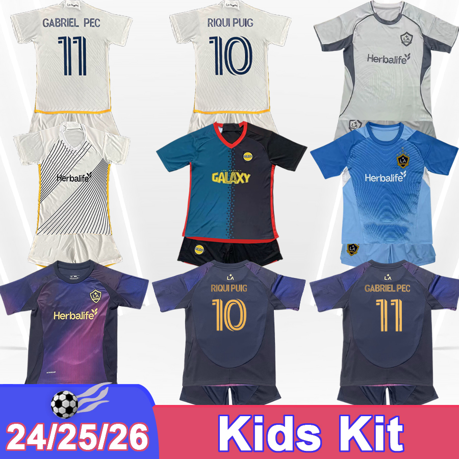 24 25 26 LA Galaxy JOVELJIC Kids Kit Soccer Jerseys REUS NEAL BRUGMAN GABRIEL PEC RIQUI PUIG Home Away 3rd Goalkeeper Pre-match Suit Football Shirts