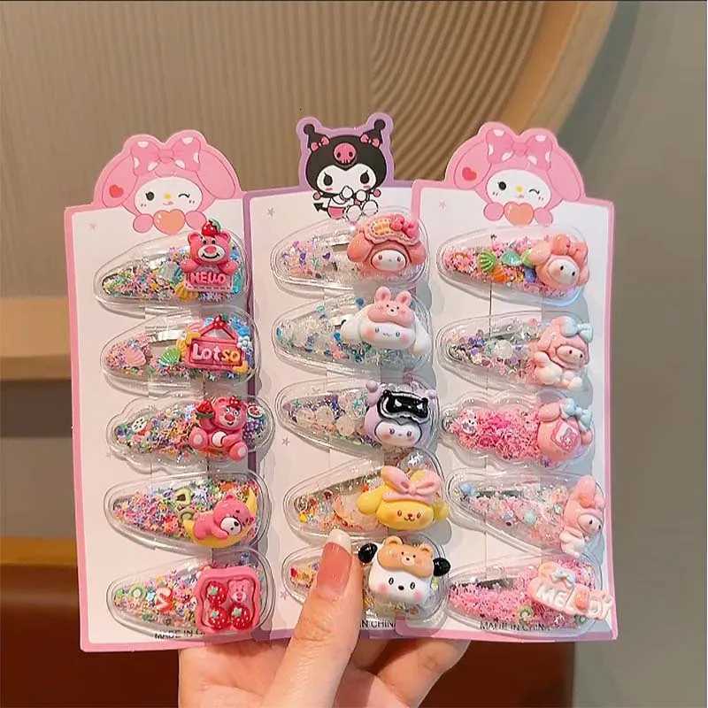 Sanlio Childrens New Style Flowing Sand Clip Cute Hair Clip for Students with Broken Hair BB Clip for Girls Sweet Hair Clipw250716