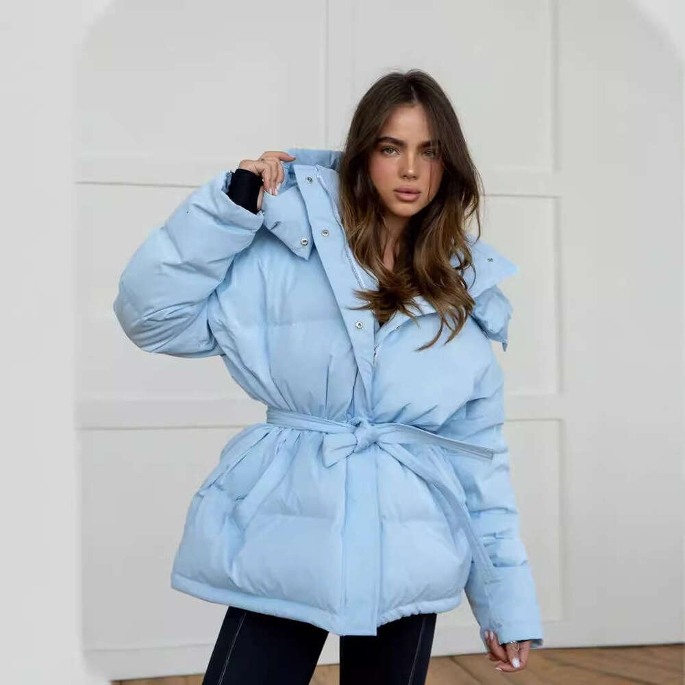 New Women's Hooded Cotton Jacket, Stylish Thickened Warm Versatile Zipper Puffer Jacket B5