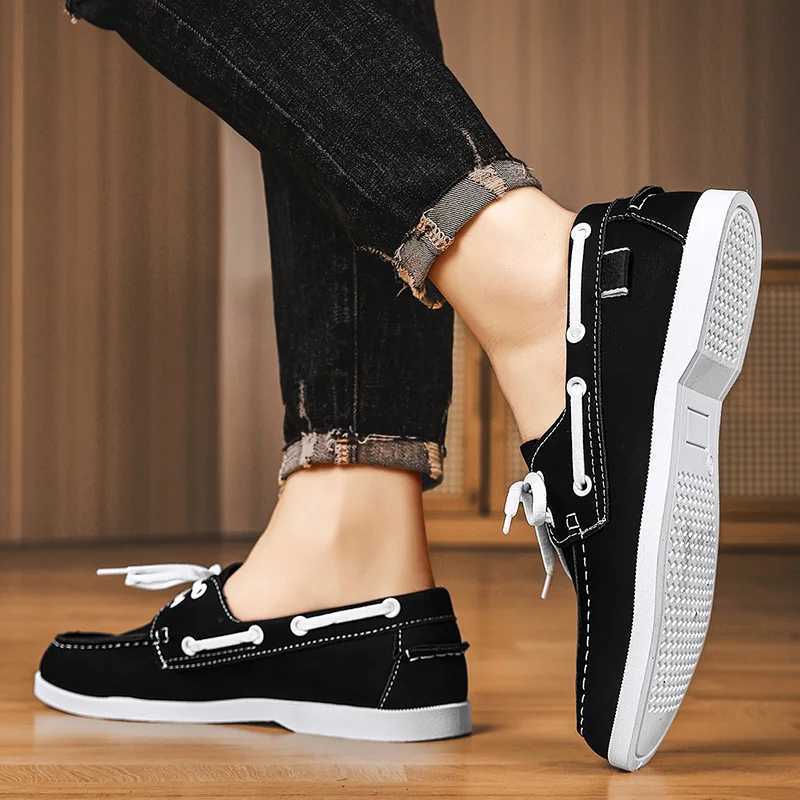 igh Quality Black Leather Casual Shoes for Man Moccasins Designer Business Boat Shoes Men Comfort Flats Mens Driving Shoes W250716