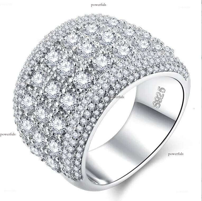 Ins Top Sell Drop Ship Wedding Rings Jewelry Sterling Sier Fill Full Round 5A Cubic Zircon CZ Dia Gemstones Party Women Engagement Band Finger Ring