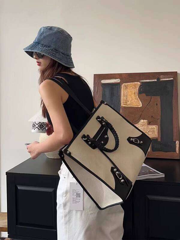 highend canvas tote can hold 15inch laptop internet celebrity large sturdy shoulder bag fashionable trendy handbag