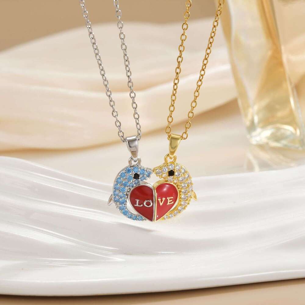Hot Selling LOVE Heart Couple Magnet Attraction Pendant Women Necklace Clavicle Chain Jewelry 71F