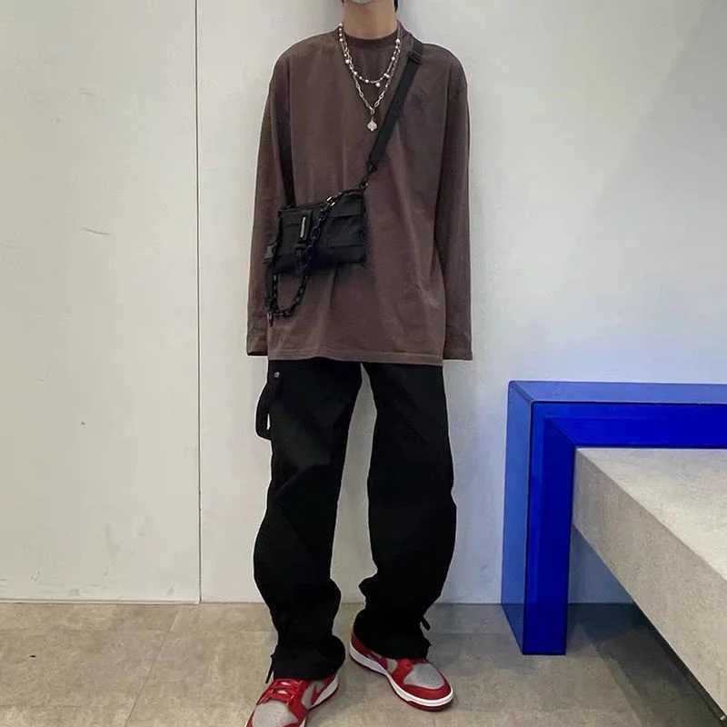 Shopper Nylon Shoulder Gothic Black Crossbody Messenger Tote Bags For Men Womens Hip Hop Techwear Satchel Waist Goth Handbags