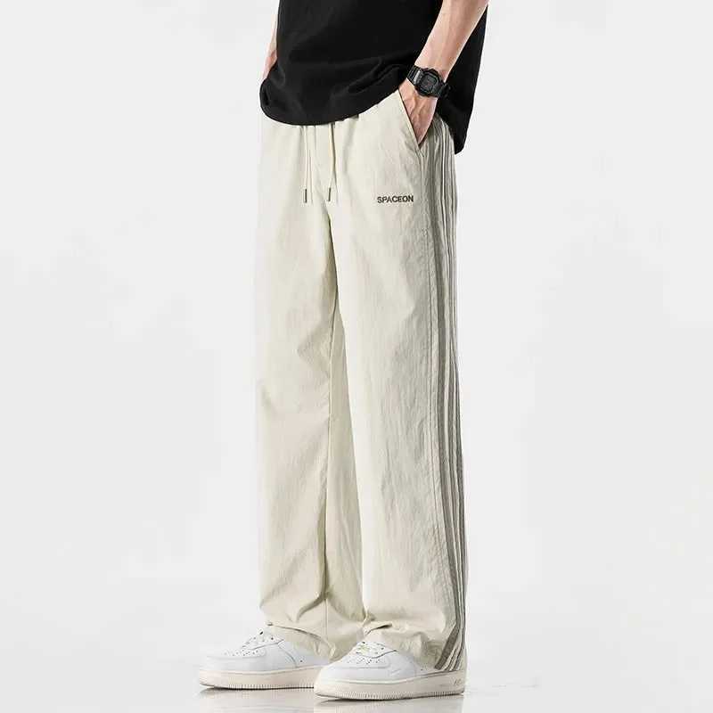 Ice Silk Quick-drying Drooping Pants for Men in Summer 2025 New American Fashion Brand Thin Loose Straight Pants Casual Pants y250716