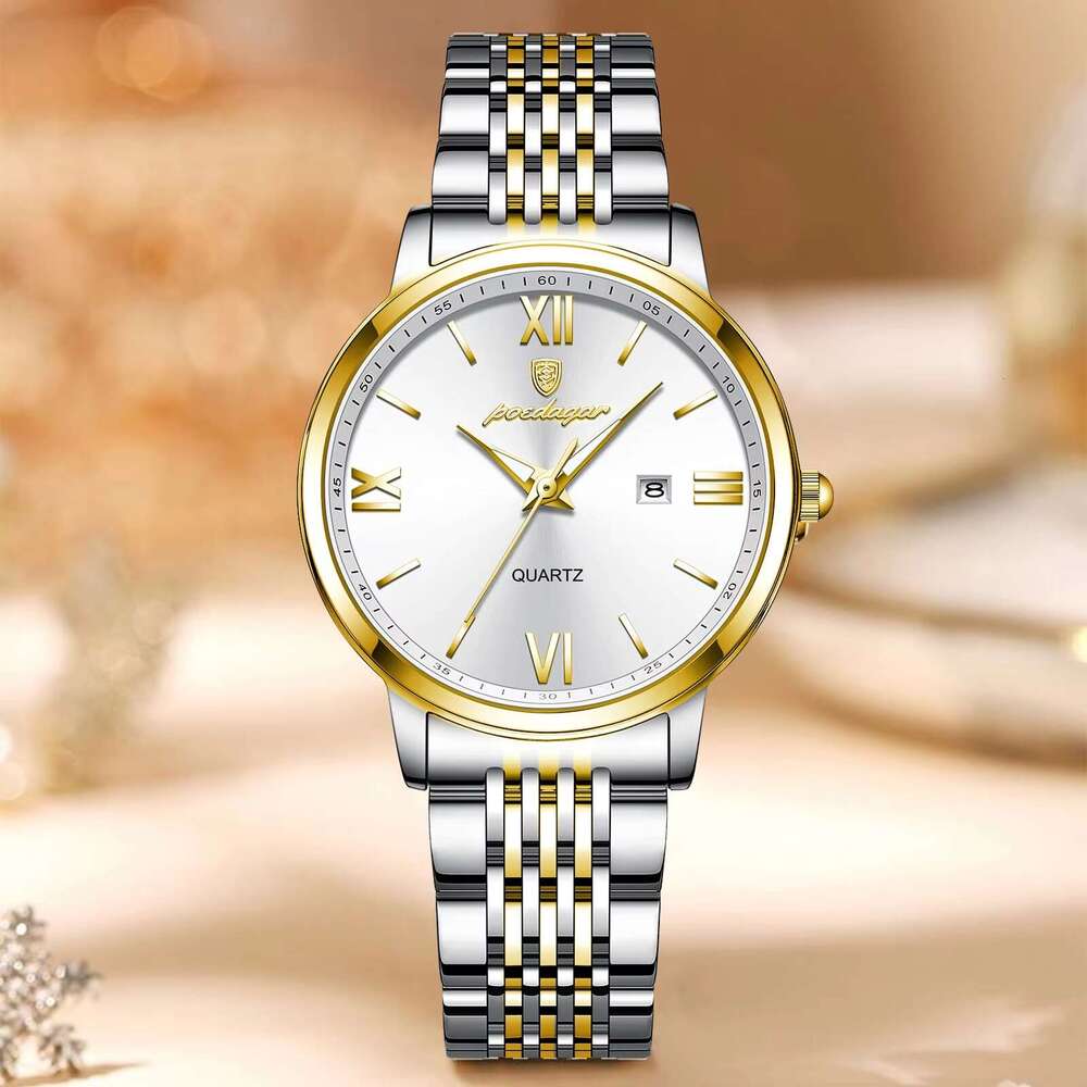DHwatches Luxury Women's Watch - 50M Waterproof Ultra-Thin Stainless Steel Quartz Wristwatch with Date & Luminous (Model 716)