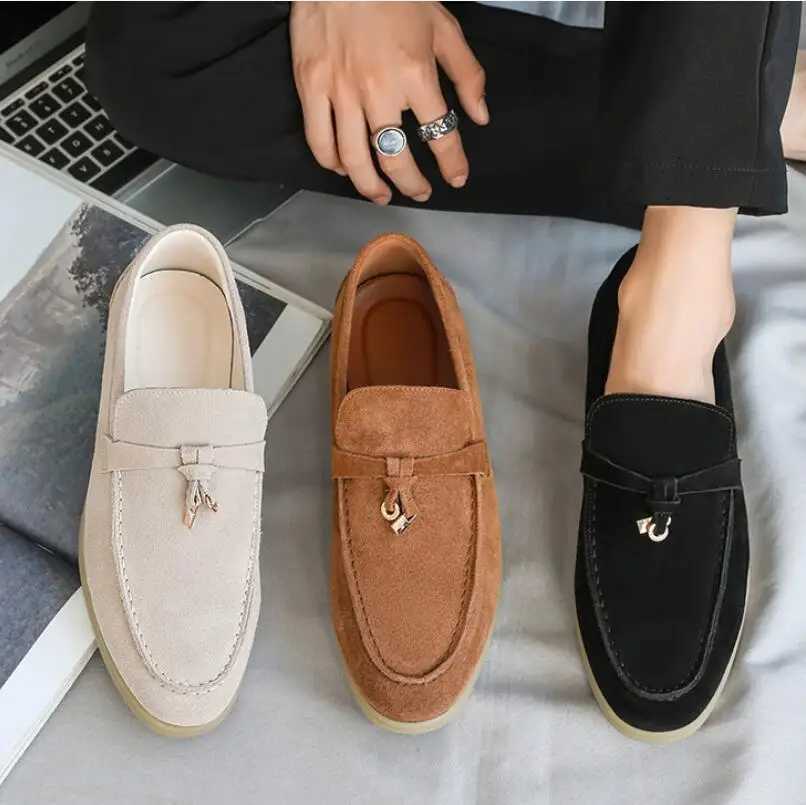 Fashion Mens Casual Shoes Genuine Suede Leather Men Classic British Style Tassels Loafers Moccasins Mens Outdoor Driving Flats W250716