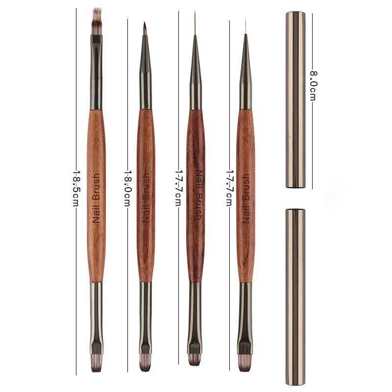 Dual End Nail Art Brush Sandalwood Lines Drawing Color Painting Phototherapy Gradient Sweeping Pen Nail Brushes Manicure Tools XJ2500716