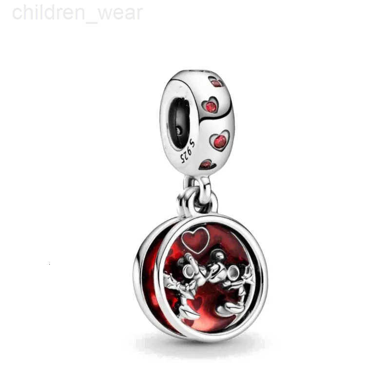 Disney 925 Silver Red Bow Bead Heart Pendant Suitable for European Original Bracelet DIY Accessories Womens Exquisite Jewelry W20250716