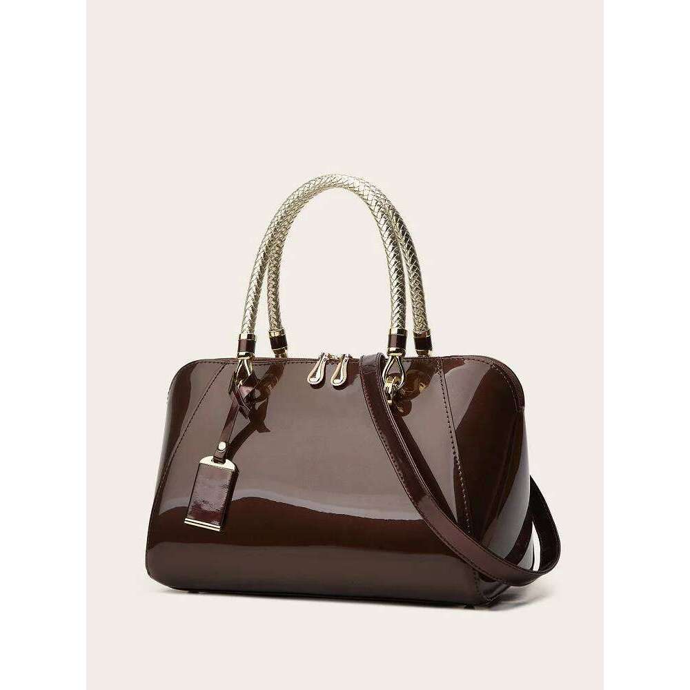 New Patent Leather Boston women's Europe retro Style texture Tote ladies handbag shoulder crossbody bag women